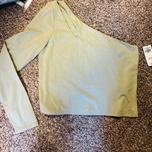 Abercrombie One Shoulder Long Sleeve Fitted Crop Top